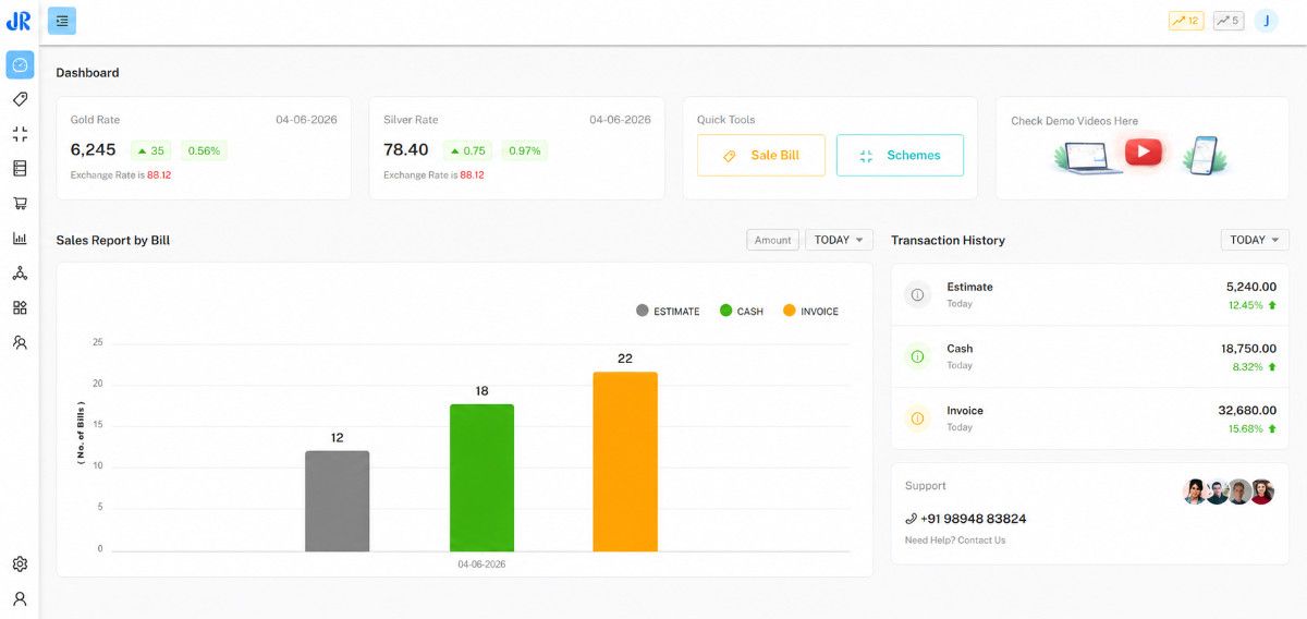 JewelR Jewellery Billing Dashboard